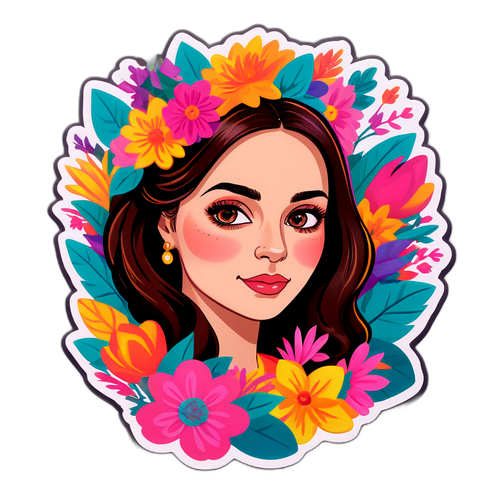 Magda Marinko portréja virágokkal