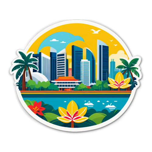 Sticker inspirowany panoramą Singapuru