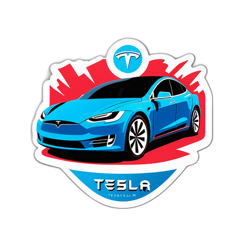 Stiker Kereta Tesla Futuristik