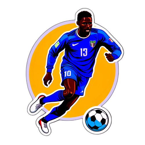 Adesivo d'azione di Weah che dribbla un pallone da calcio