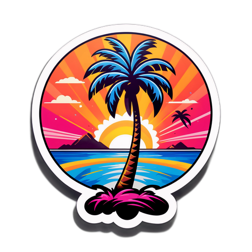 Love Island Sunset Palm Tree Sticker