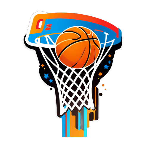 Sticker tematic NBA cu minge de baschet