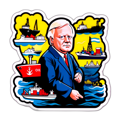 John Fredriksen med symboler for shipping og olje