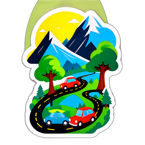 Whimsisk landskap klistremerke med Trollstigen