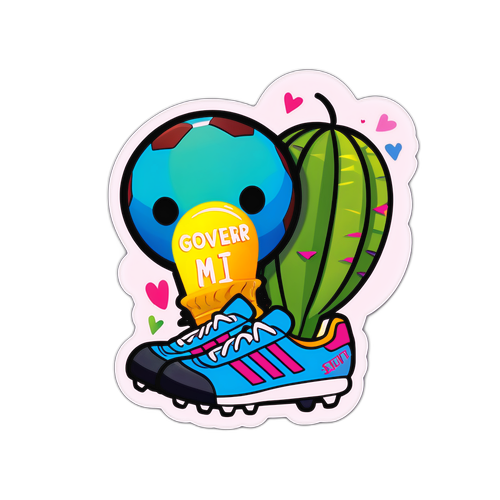 Leuke Cactus en Voetbalschoenen Sticker