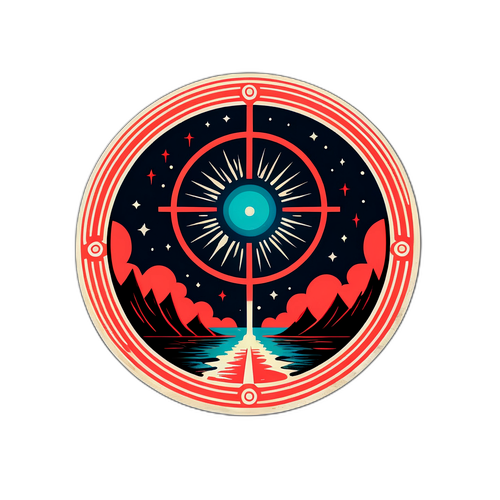 Vintage Stylowy Naklejka z Tajemniczym Portalem