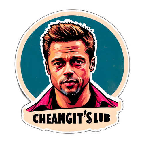 Vintage-stil klistermærke af Brad Pitts karakter fra Fight Club