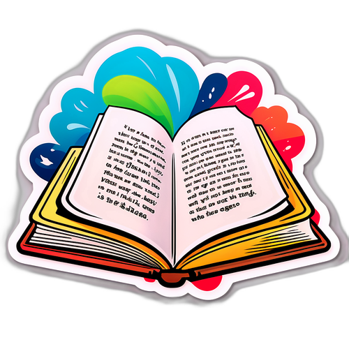 Sticker cu o carte deschisă și un citat inspirațional