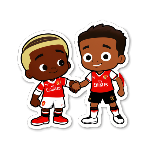 Arsenal and Manchester United Mascots Shaking Hands Sticker