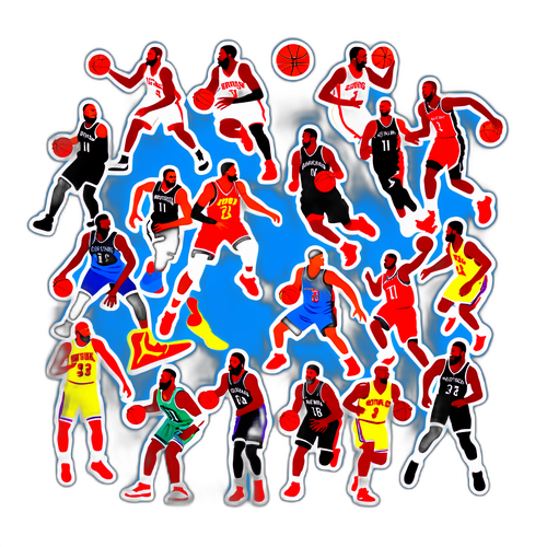Sticker ng Basketball Court na Puno ng NBA Players