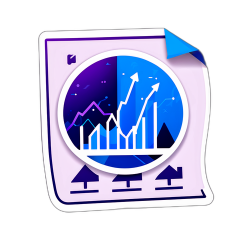 Nhãn dán với biểu tượng logo của chỉ số Dow Jones và đồ họa biểu thị sự tăng trưởng thị trường