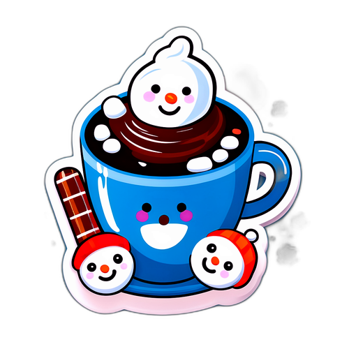 Mainit na Tsokolate na may Marshmallow at Snowman