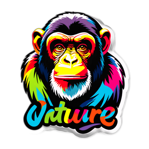 Affe Silhouette mit bunten Grafikelementen