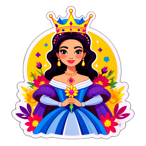 Majestätisk Drottning med Blommor