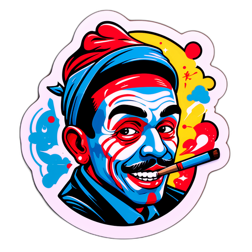 Sticker z okazji sztuki ulicznej z murali i lokalnymi artystami w akcji