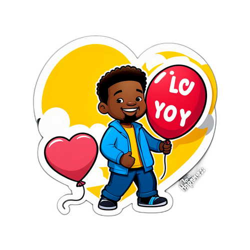 Personaggio Carino con Palloncino a Forma di Cuore