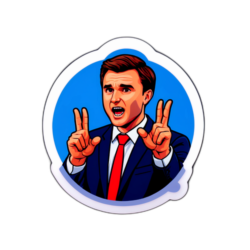 찰리 커크 강의 장면을 독특하게 표현한 스티커