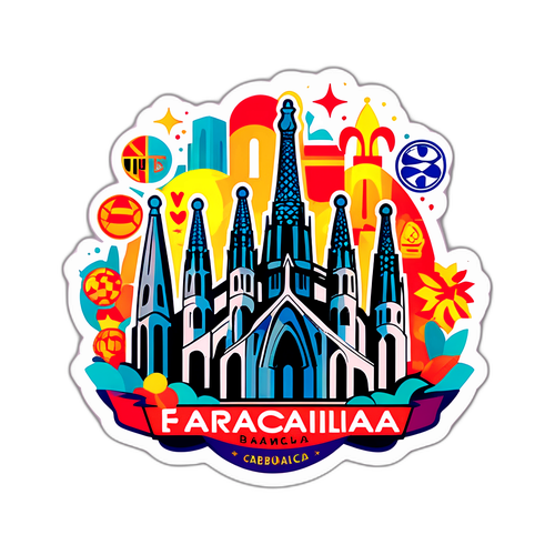 Autocolant cu simboluri emblematice ale Barcelonei