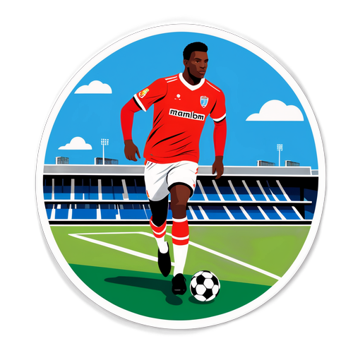 Peisaj urban din Malmö cu un jucător de fotbal