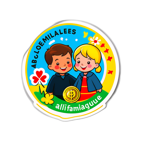 Sticker die Belgische kindertoeslagen symboliseert