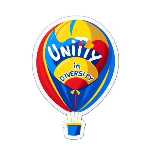 Un balon festiv cu mesajul 'Unitate în Diversitate'