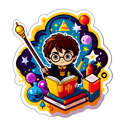 Autocollant Harry Potter avec une baguette magique
