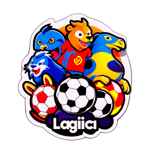 Logo LaLiga Bergaya dengan Bola Sepak Animasi dan Maskot Tim Populer