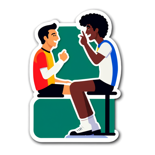Sticker thể hiện phỏng vấn cầu thủ sau trận đấu