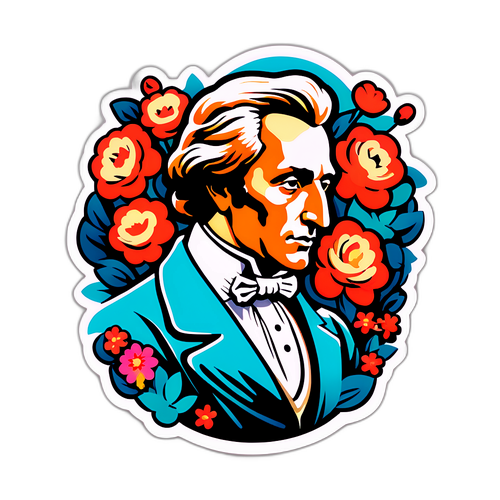 Stickers z Chopinem i kwiatami