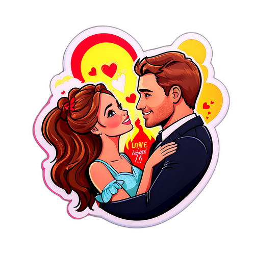 Дизайн наклейки з романтичною сценою з шоу "Холостяк"