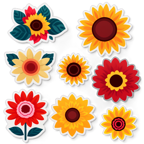 經典花卉圖案貼紙設計