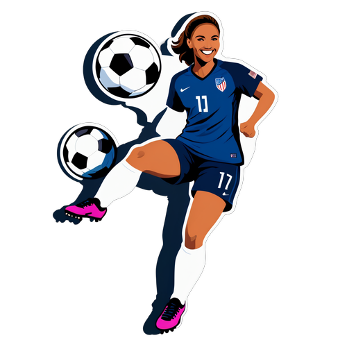 Diseño de sticker que captura la esencia del fútbol femenino en los Estados Unidos