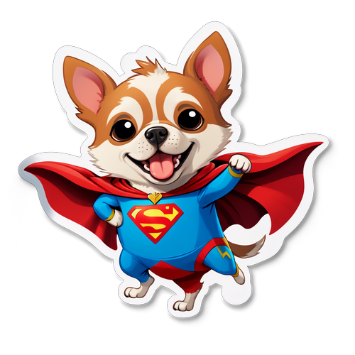 可爱的超级英雄小狗贴纸