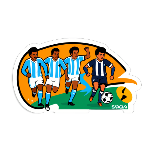 Ilustración de un partido de fútbol entre San Martín y Racing