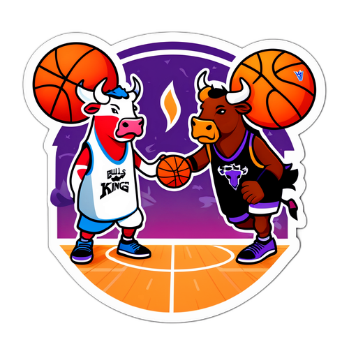 Makulay na Sticker ng Bulls at Kings na Naglalaban