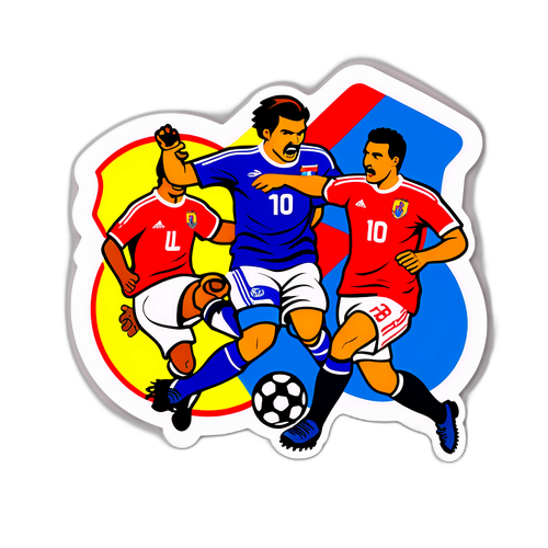 Ilustración de un emocionante juego de fútbol entre U. de Chile y U. Española