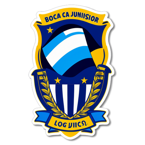 Sticker de celebración '¡Viva Boca Juniors!' con fondo colorido y la bandera argentina