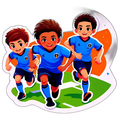 젊은 선수들이 풋살 경기를 뛰고 있는 스티커