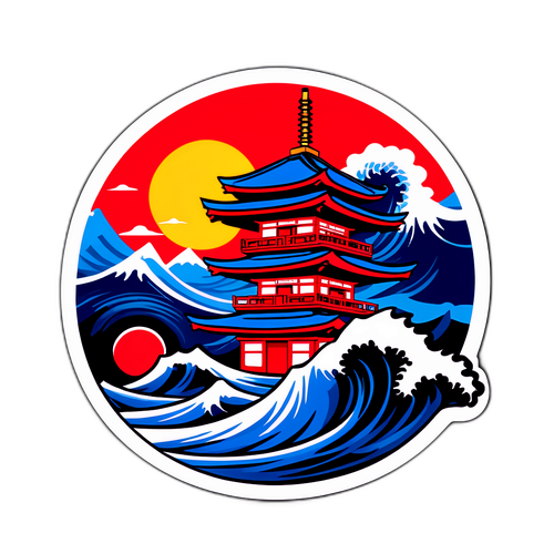 Design samolepky s tradičním japonským chrámem