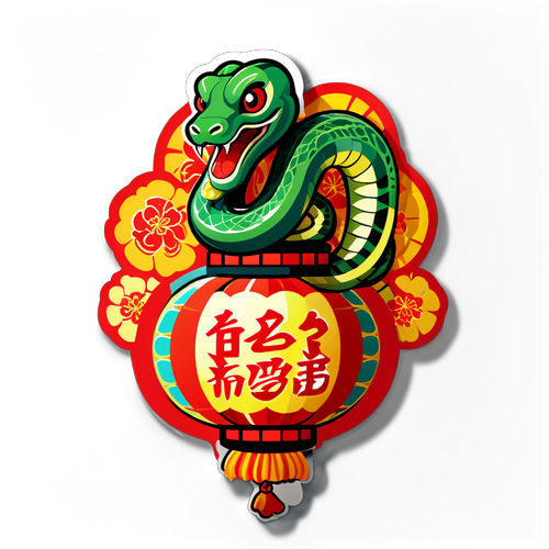 Lunar New Year Snake Lantern Sticker