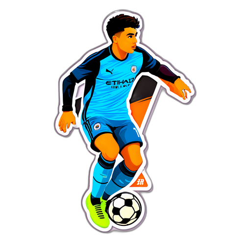 Flot sticker af Brahim Diaz dribblende med en fodbold