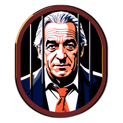 Styliserad bild av Jeffrey Epstein bakom galler