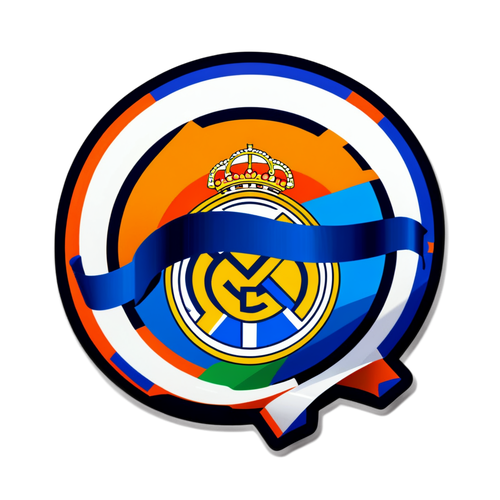 Diseño de un sticker de un balón de fútbol con los logos de Valencia CF y Real Madrid