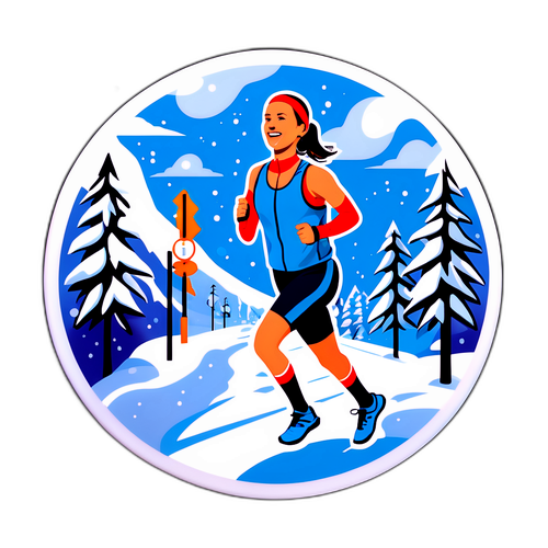 Nálepka s scénami z maratonu Kateřiny Neumannové