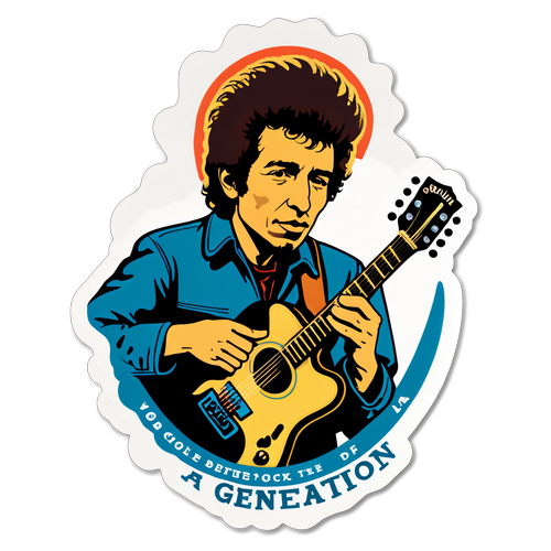 Retro nálepka Bob Dylan - Hlas generace