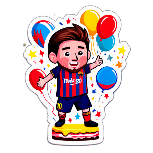Sticker Festivo de Cumpleaños de Messi