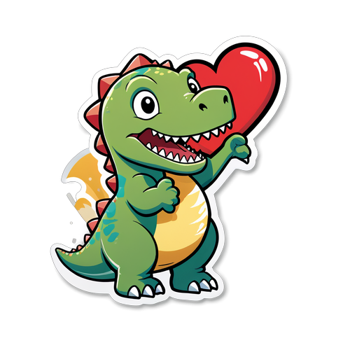 Charming Dinosaur Love Sticker