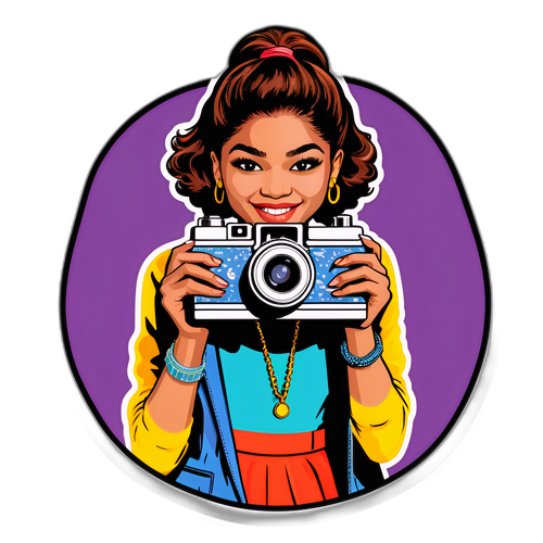 Retro nálepka Zendaya s vintage fotoaparátem