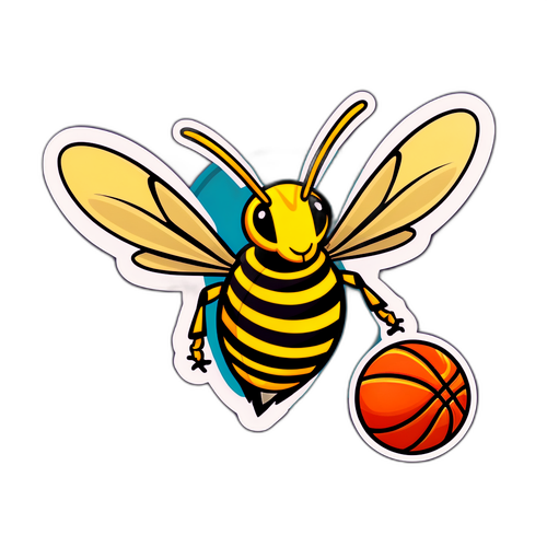 Masayang Sticker ng Hornet at Basketball