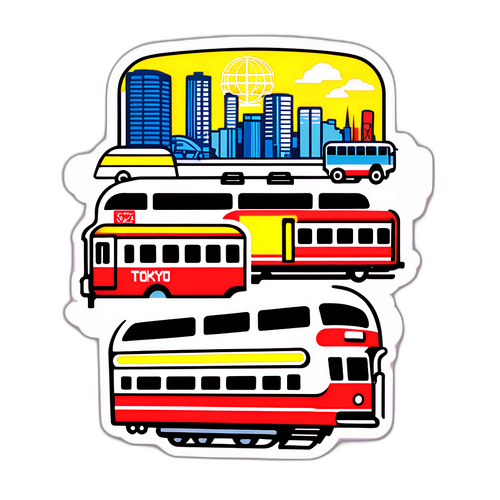 東京の交通システムステッカー